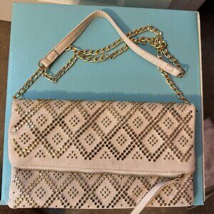 Crowd Pleaser Cream Studded Clutch